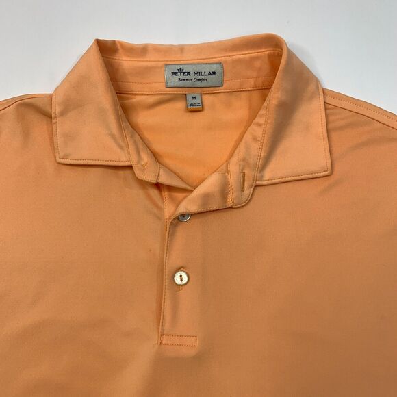 Peter Millar Summer Comfort Polo Shirt Mens M Medium Orange Stretch Sweat Wick - Picture 4 of 13